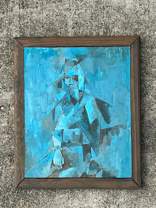 Vintage Abstract Cubist Painting — additional photo 7