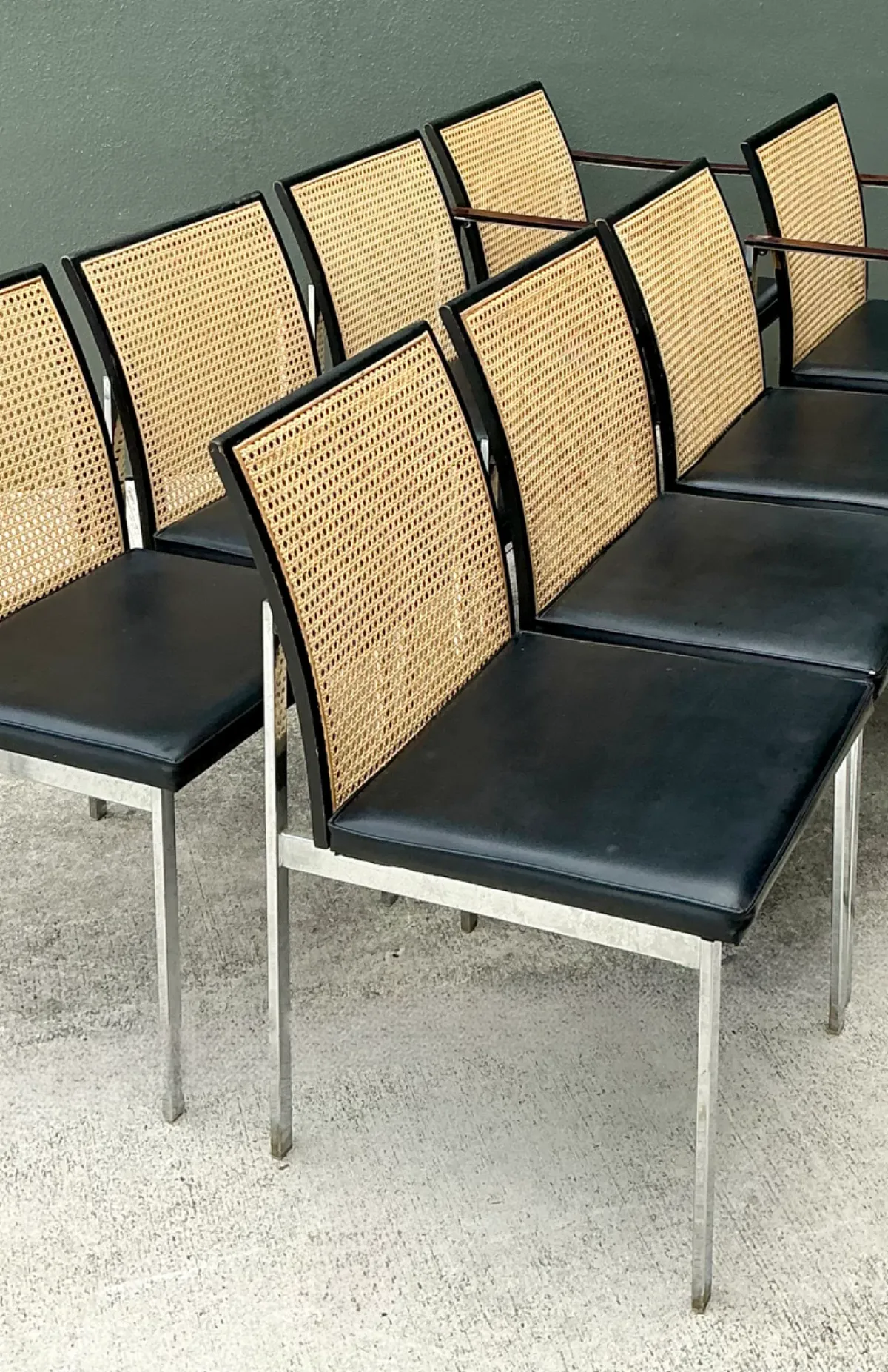 Vintage Paul McCobb For Lane Chrome and Cane Dining Chairs - Set of 8 — additional photo 4