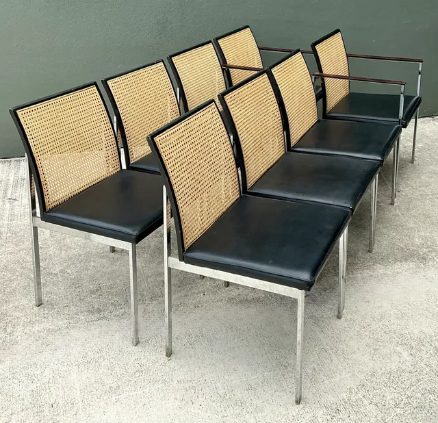 Vintage Paul McCobb For Lane Chrome and Cane Dining Chairs - Set of 8 — additional photo 4