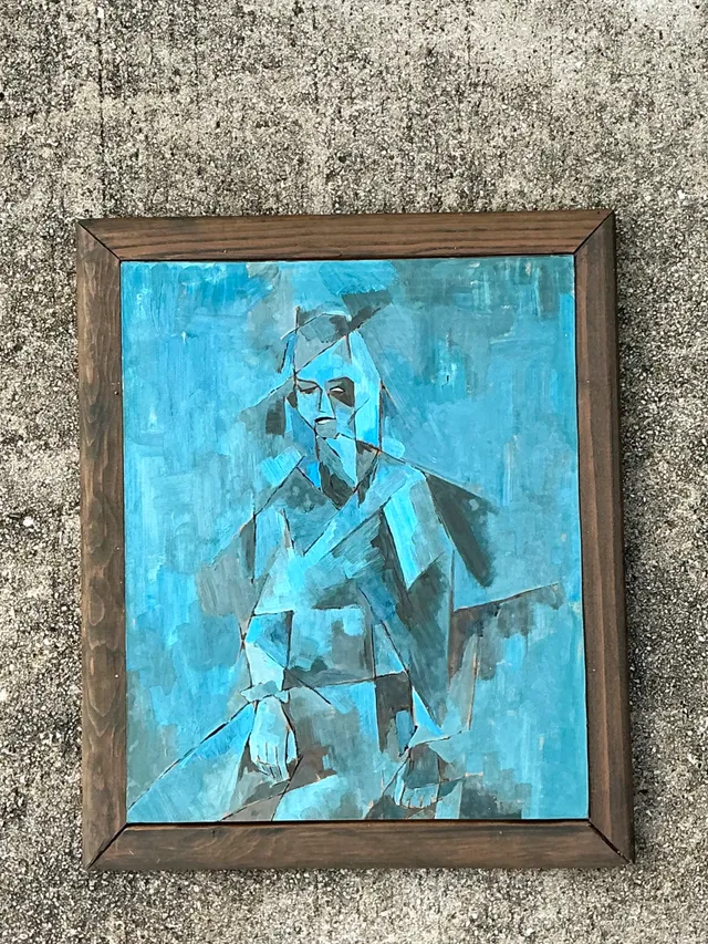 Vintage Abstract Cubist Painting — additional photo 6