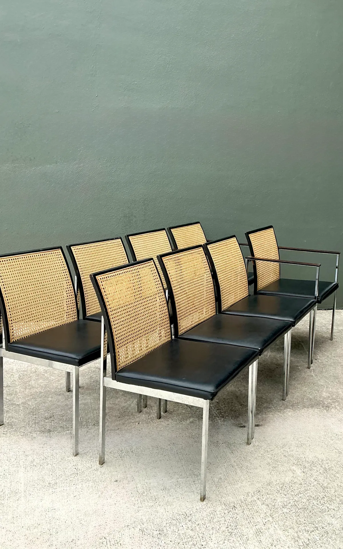 Vintage Paul McCobb For Lane Chrome and Cane Dining Chairs - Set of 8 — additional photo 2