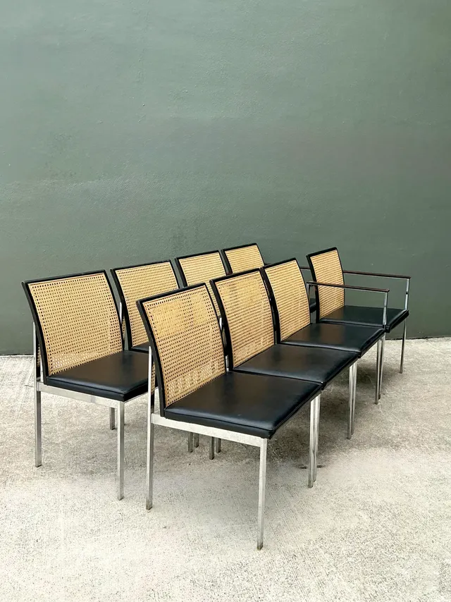 Vintage Paul McCobb For Lane Chrome and Cane Dining Chairs - Set of 8 — additional photo 2