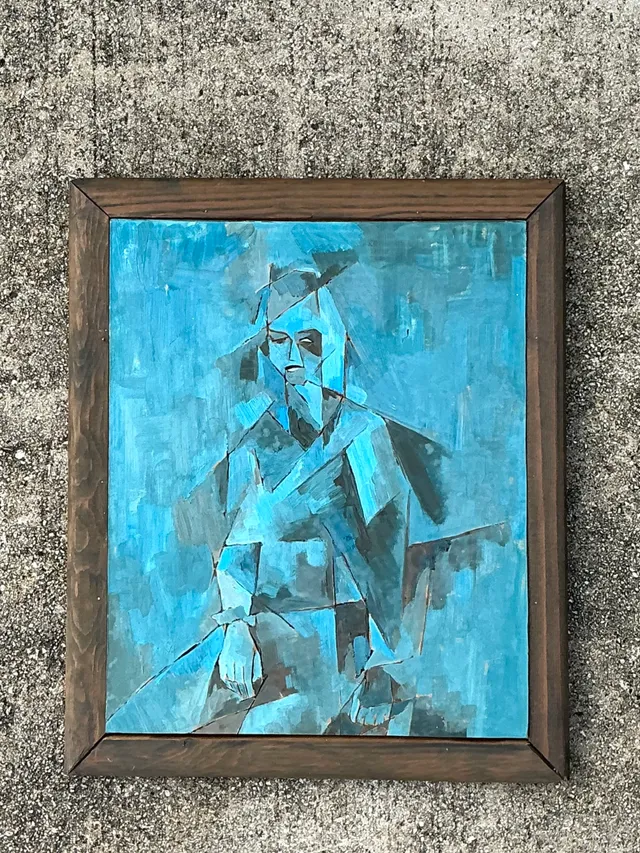 Vintage Abstract Cubist Painting — additional photo 4
