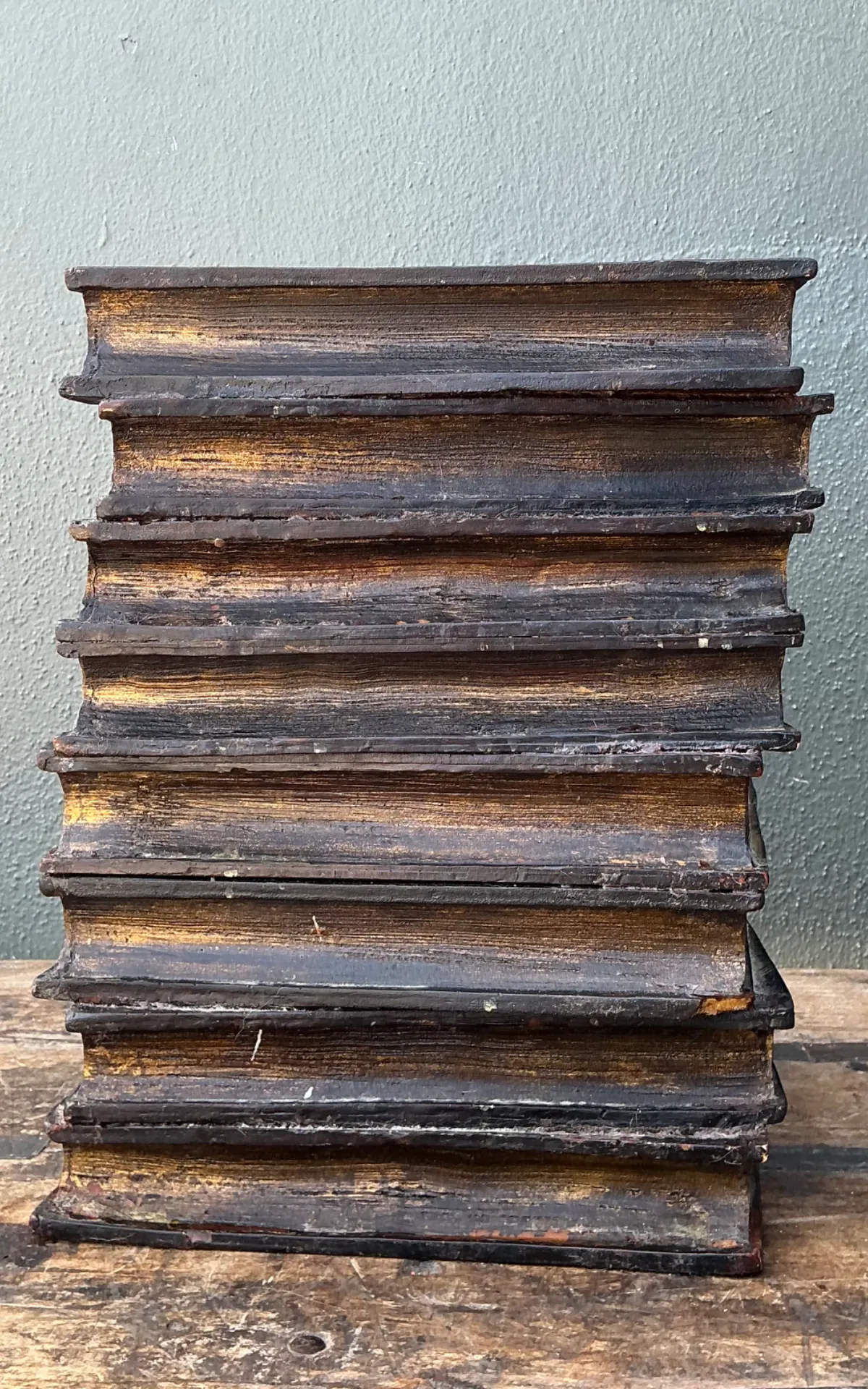 Vintage Resin and Paint Faux Book Stack Drinks Table — additional photo 7