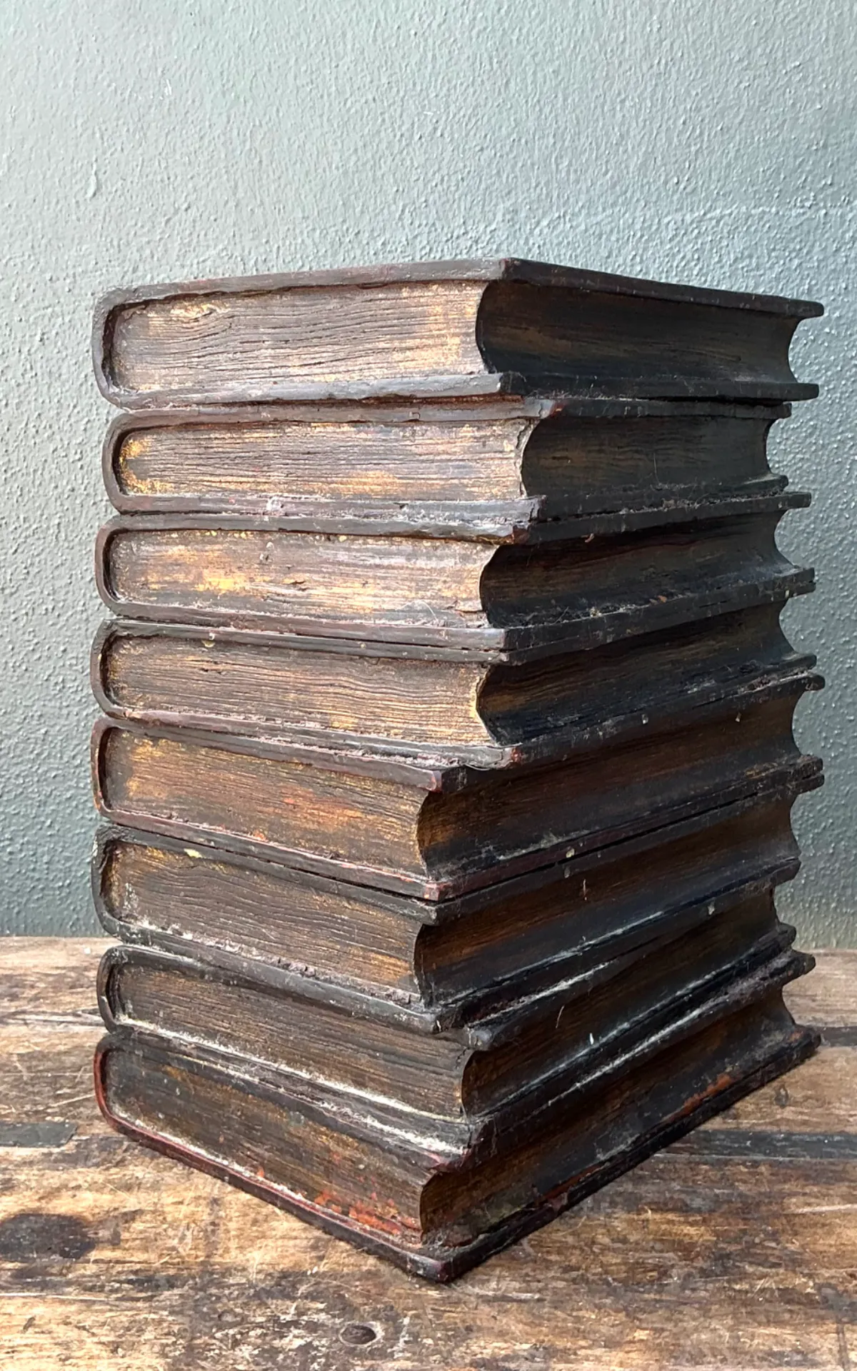 Vintage Resin and Paint Faux Book Stack Drinks Table