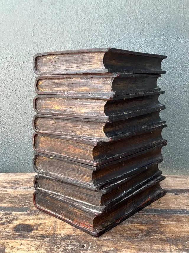 Vintage Resin and Paint Faux Book Stack Drinks Table — additional photo 1