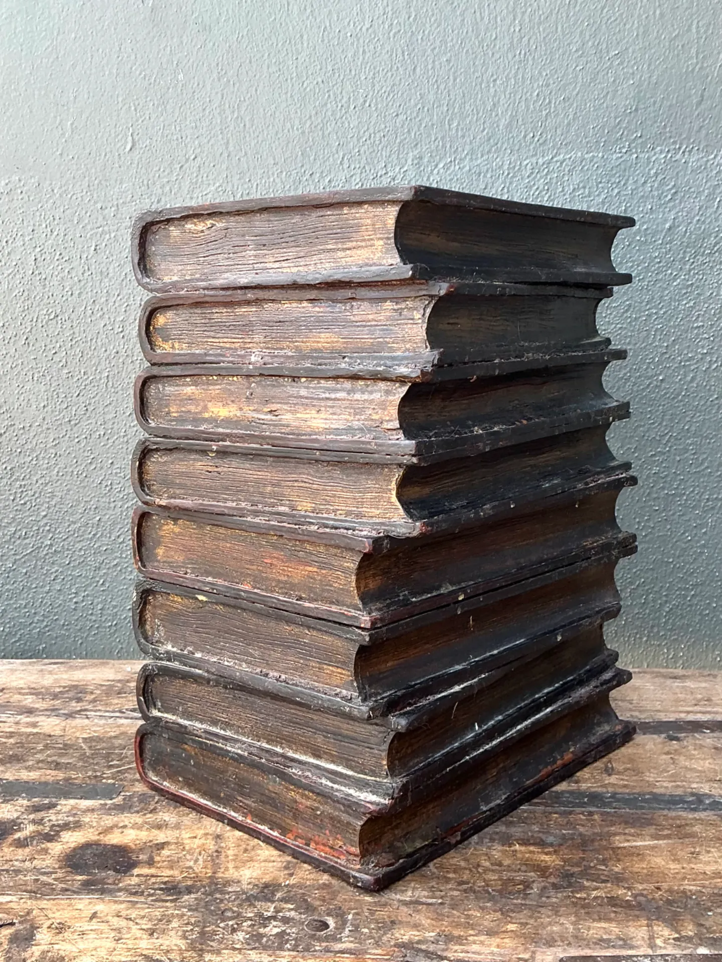 Vintage Resin and Paint Faux Book Stack Drinks Table — additional photo 5
