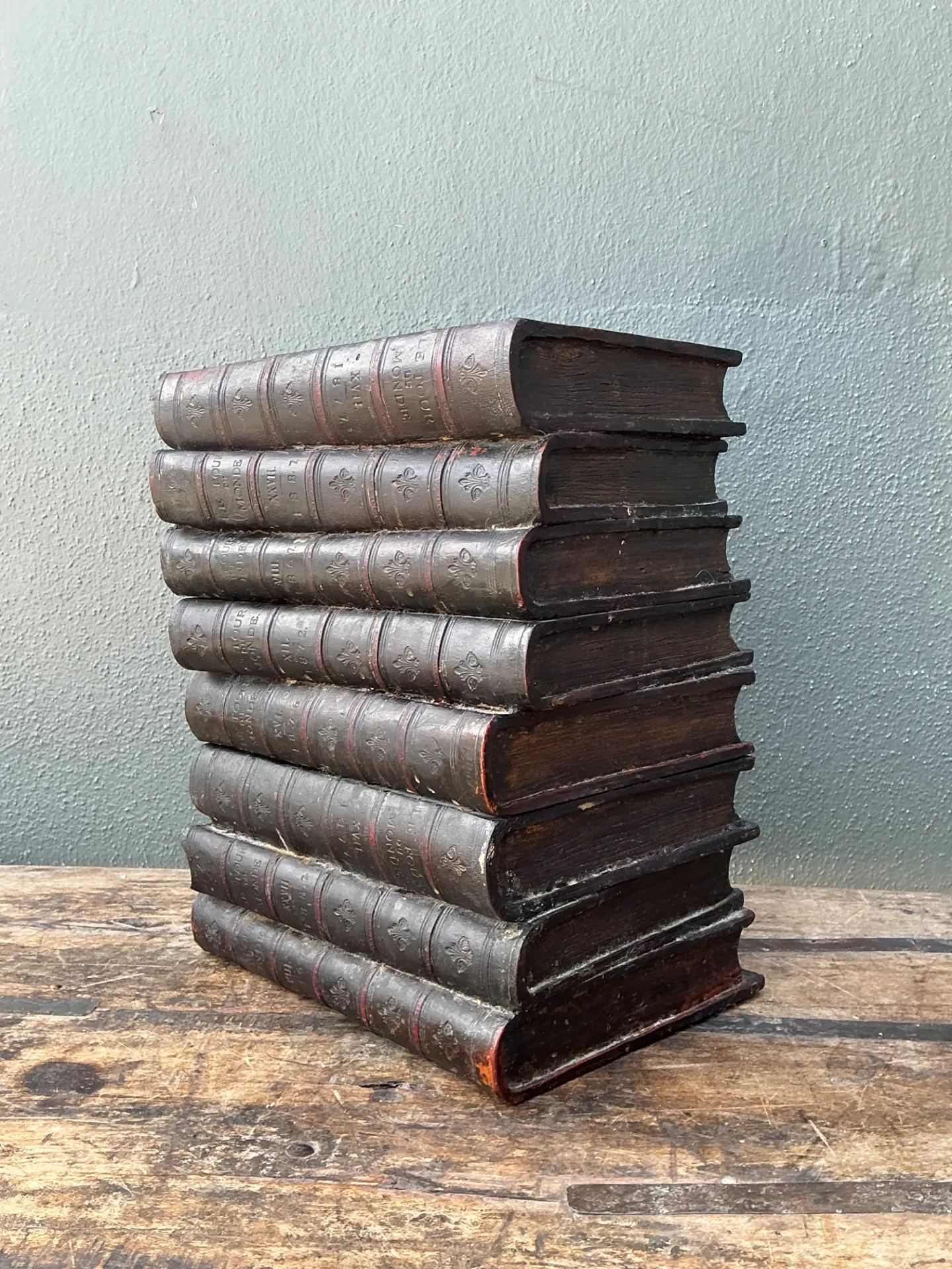 Vintage Resin and Paint Faux Book Stack Drinks Table — additional photo 6