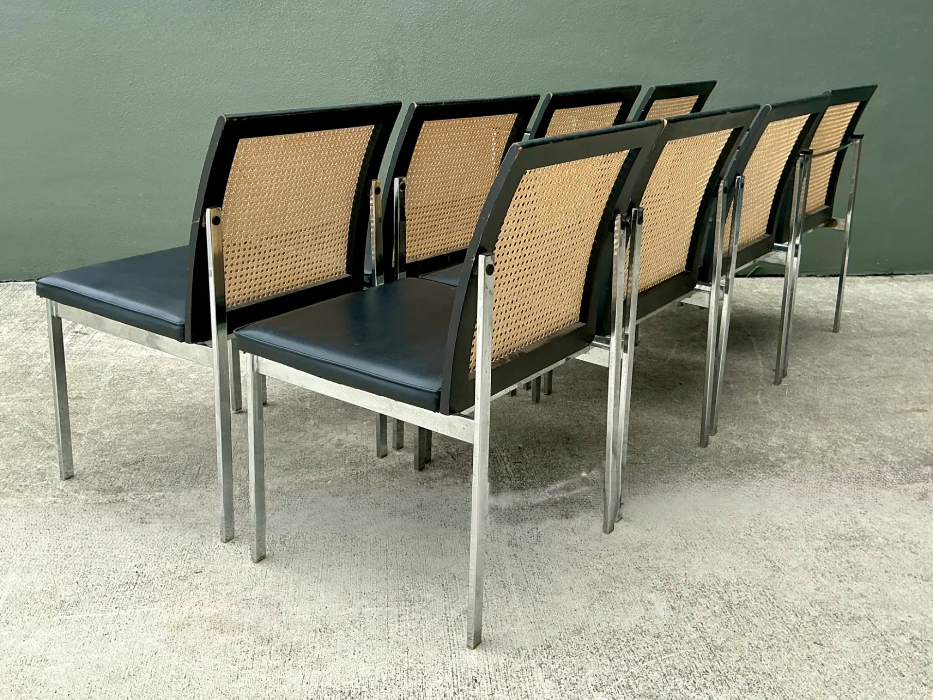 Vintage Paul McCobb For Lane Chrome and Cane Dining Chairs - Set of 8 — additional photo 5