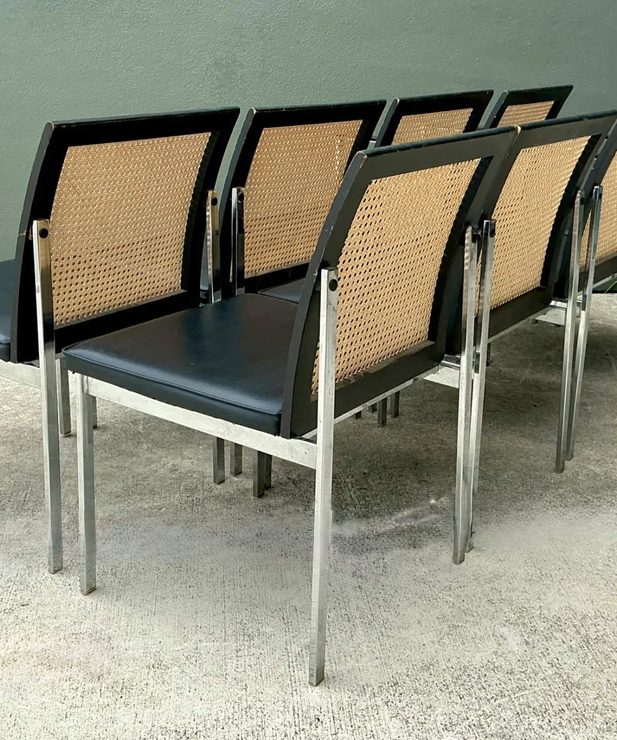 Vintage Paul McCobb For Lane Chrome and Cane Dining Chairs - Set of 8 — additional photo 5