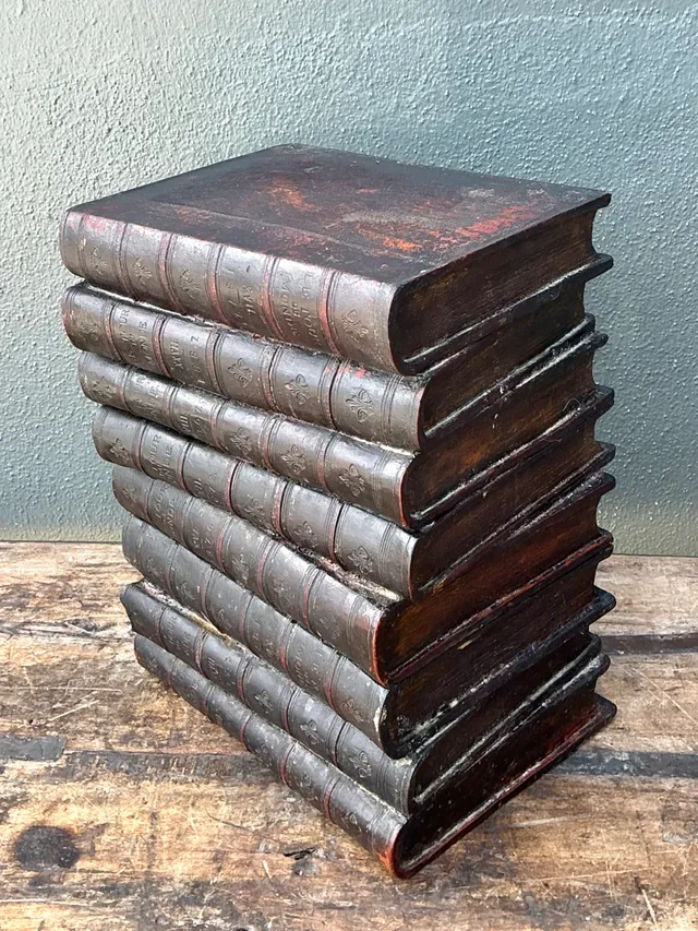 Vintage Resin and Paint Faux Book Stack Drinks Table — additional photo 4