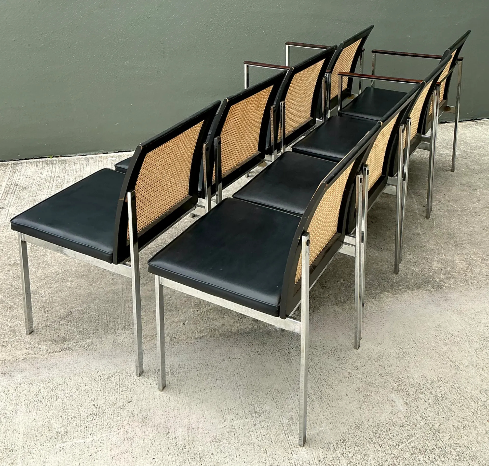 Vintage Paul McCobb For Lane Chrome and Cane Dining Chairs - Set of 8 — additional photo 7