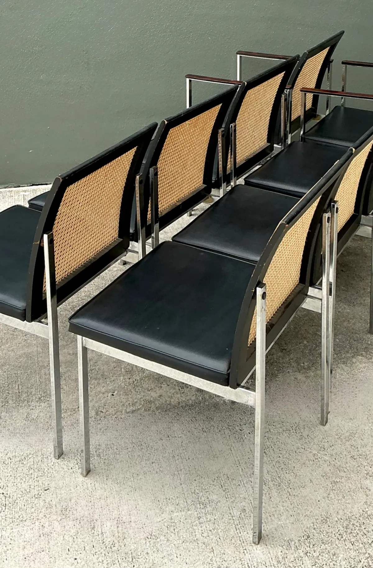 Vintage Paul McCobb For Lane Chrome and Cane Dining Chairs - Set of 8 — additional photo 7