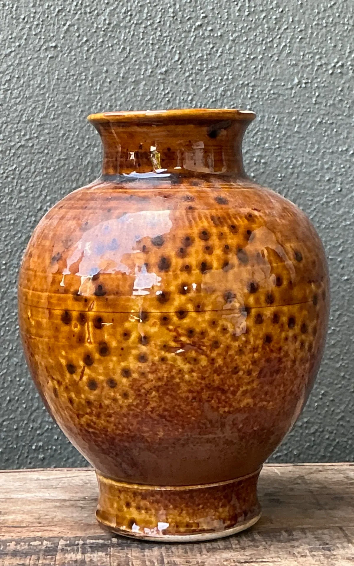 Vintage Textured Ceramic Pottery Vase — additional photo 6