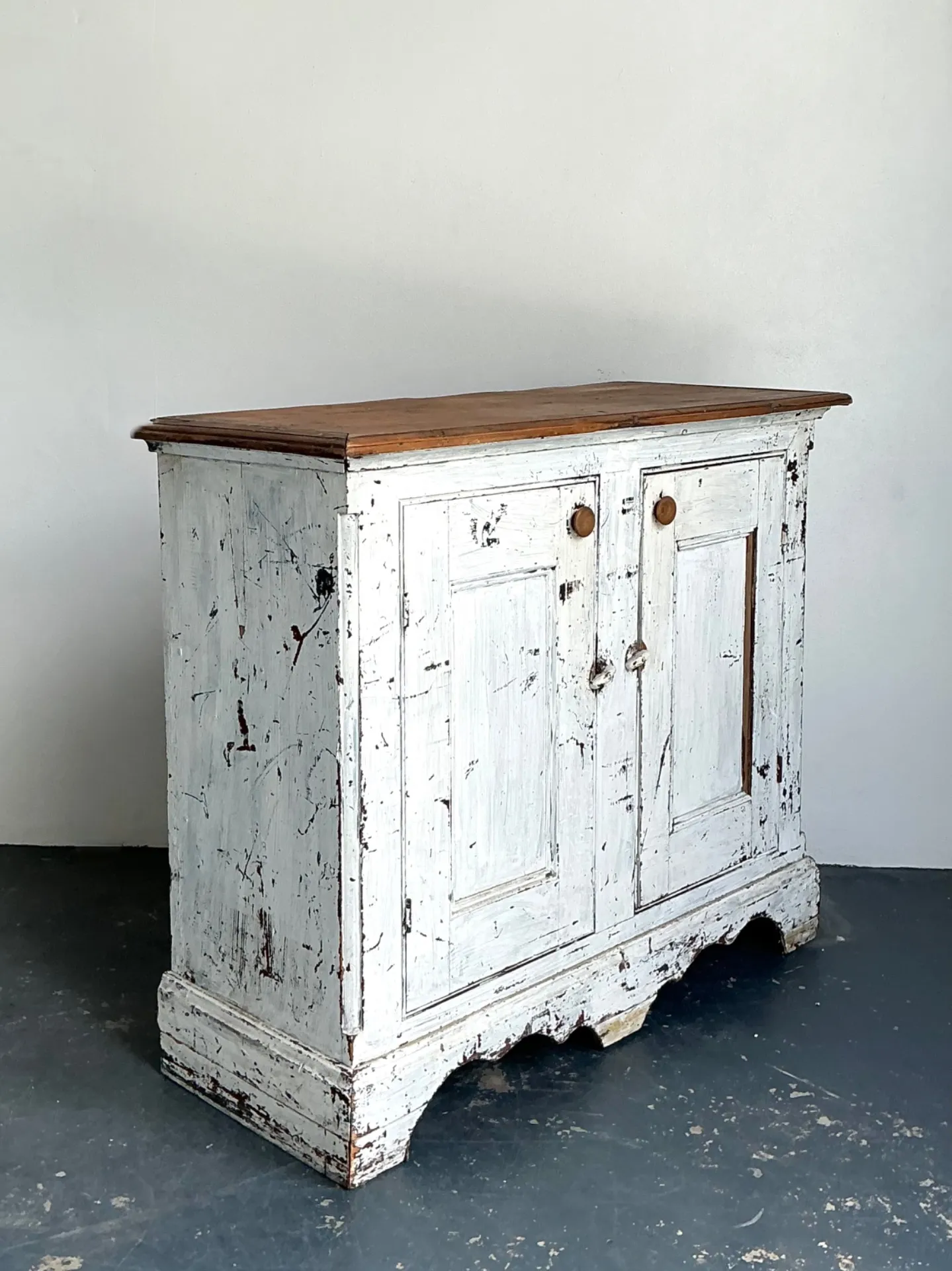 Antique White Distressed Wooden Primitive Sideboard — additional photo 1