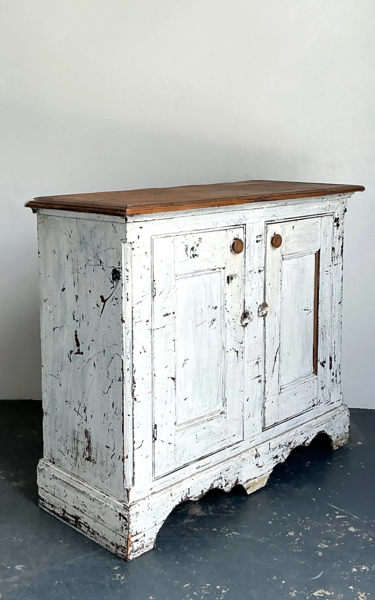 Antique White Distressed Wooden Primitive Sideboard