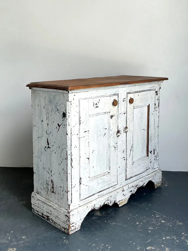 Antique White Distressed Wooden Primitive Sideboard — additional photo 1