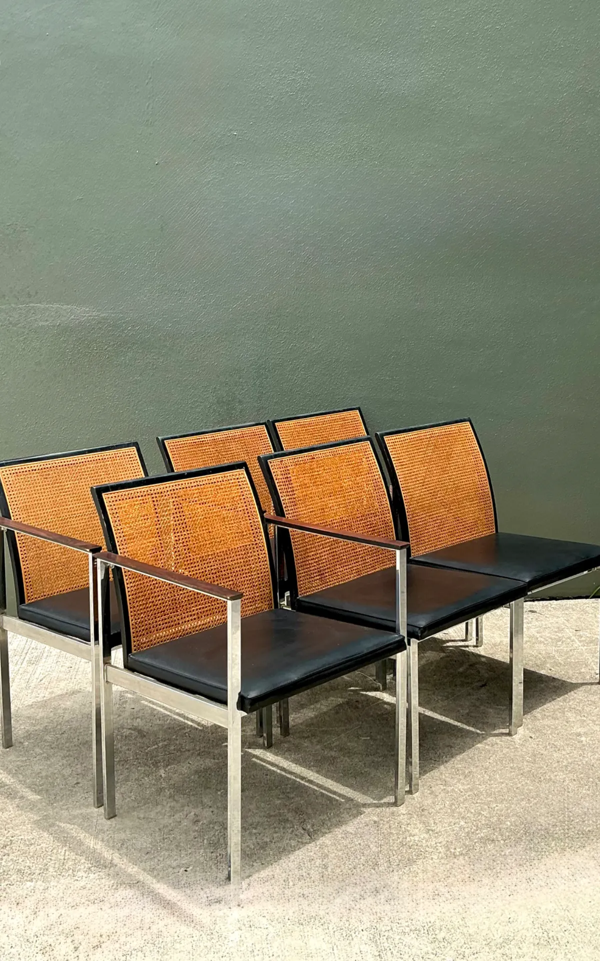 Vintage Paul McCobb For Lane Chrome Frame and Cane Dining Chairs - Set of 6 — additional photo 2