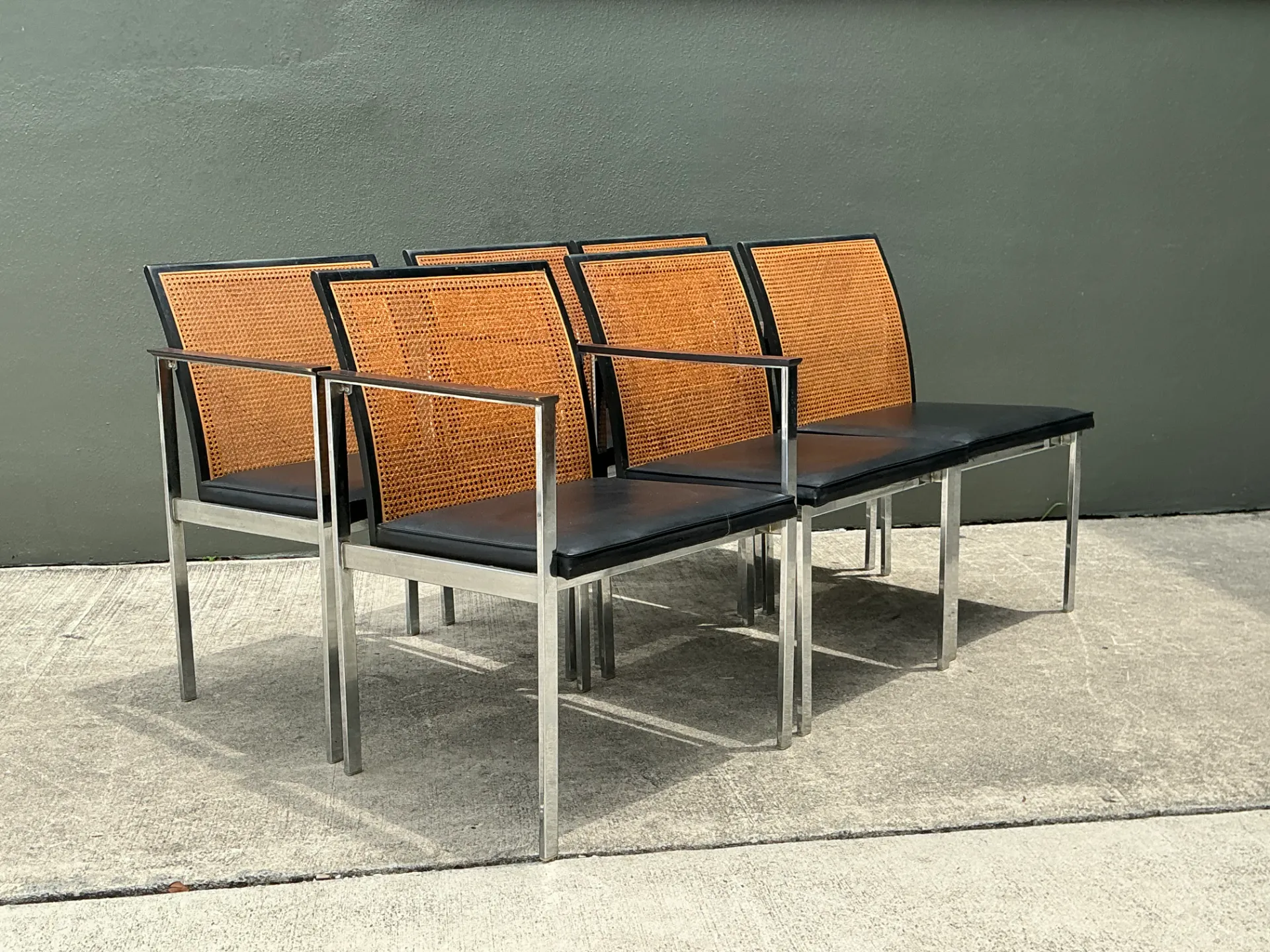 Vintage Paul McCobb For Lane Chrome Frame and Cane Dining Chairs - Set of 6 — additional photo 7