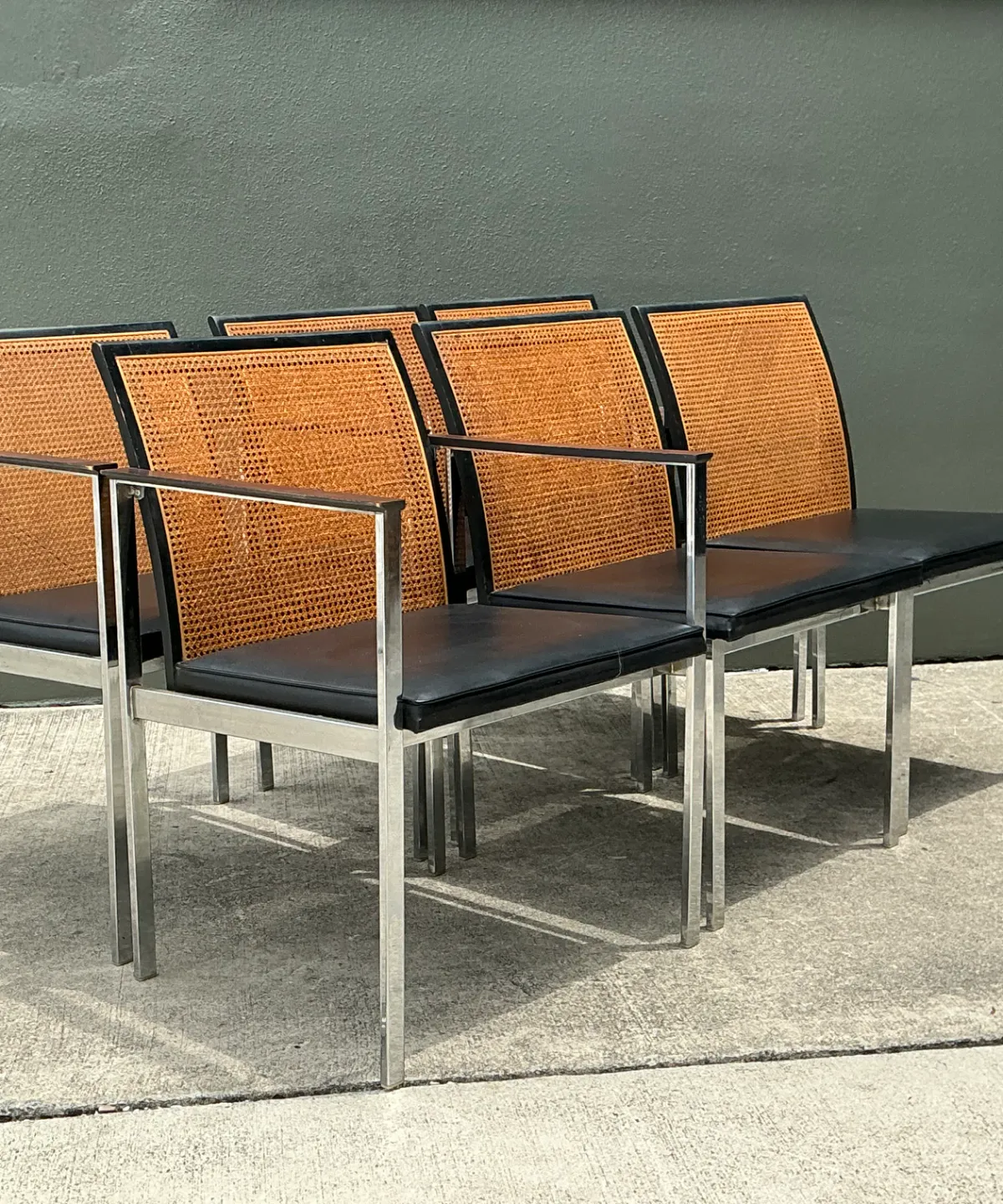 Vintage Paul McCobb For Lane Chrome Frame and Cane Dining Chairs - Set of 6 — additional photo 7
