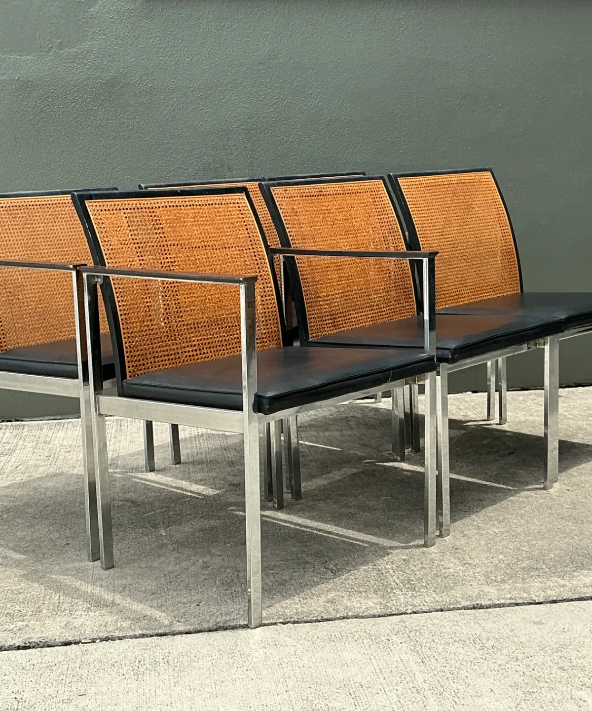 Vintage Paul McCobb For Lane Chrome Frame and Cane Dining Chairs - Set of 6 — additional photo 8