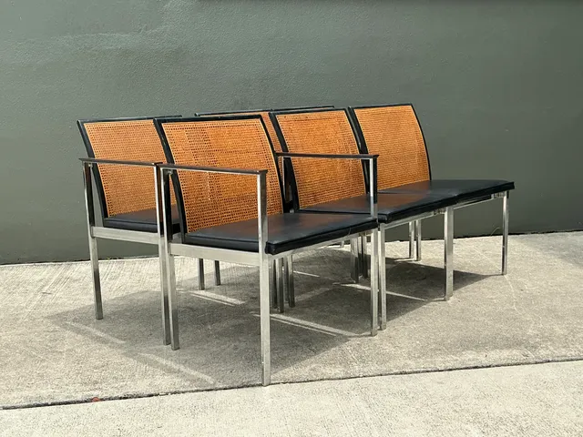 Vintage Paul McCobb For Lane Chrome Frame and Cane Dining Chairs - Set of 6 — additional photo 8