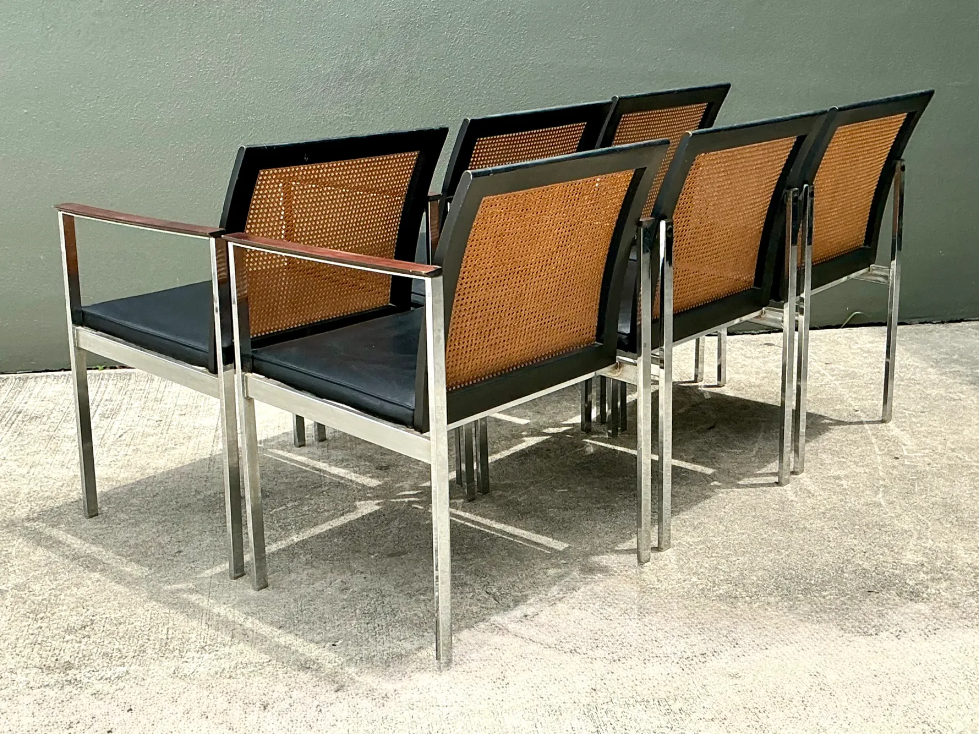 Vintage Paul McCobb For Lane Chrome Frame and Cane Dining Chairs - Set of 6 — additional photo 4