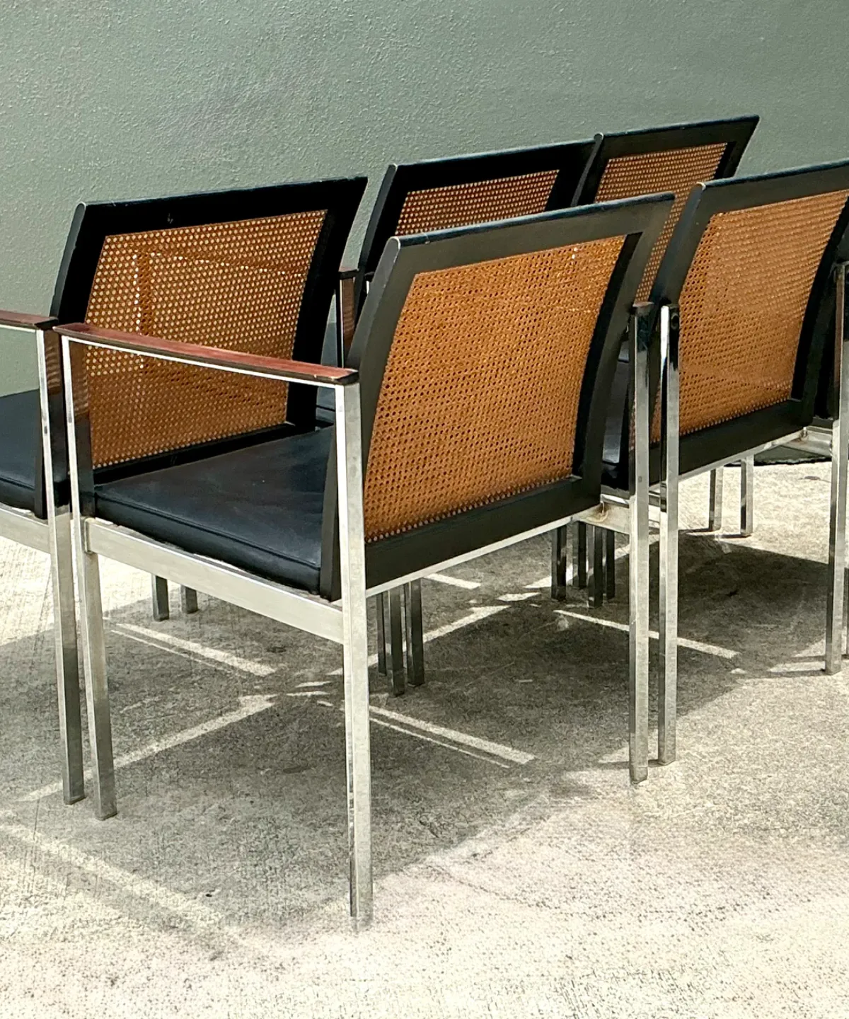 Vintage Paul McCobb For Lane Chrome Frame and Cane Dining Chairs - Set of 6 — additional photo 4