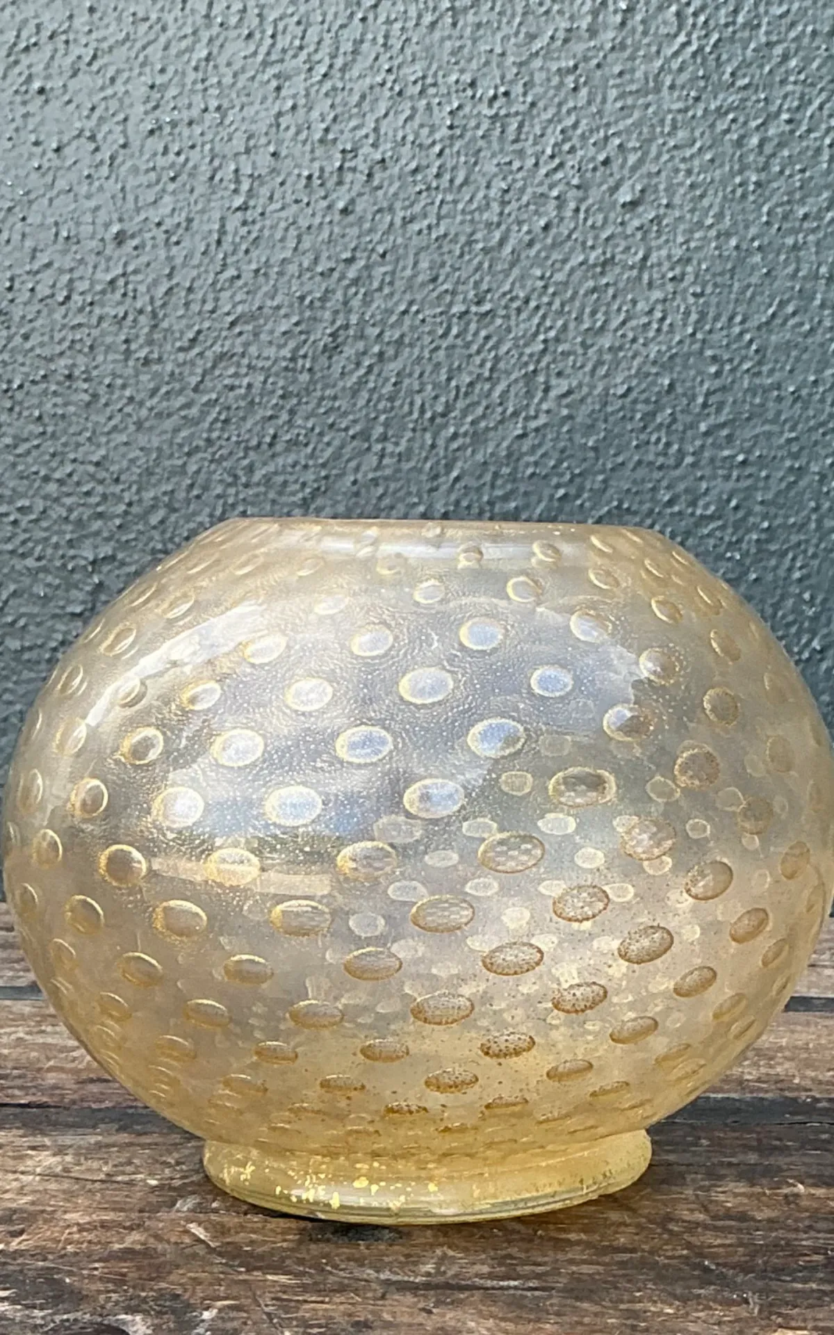 Vintage Gold Flecked Glass Bowl After Murano