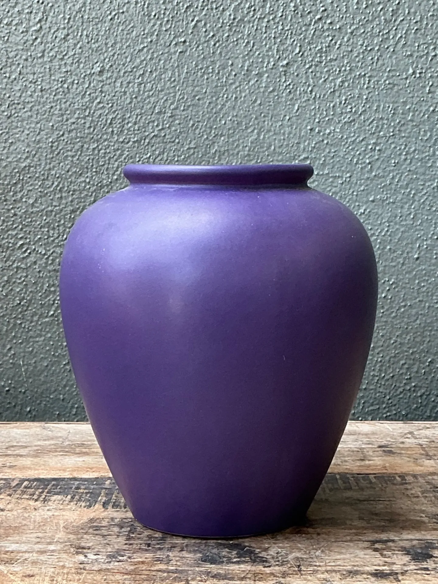 Vintage West German Handcrafted Purple Ceramic Vessel — additional photo 3