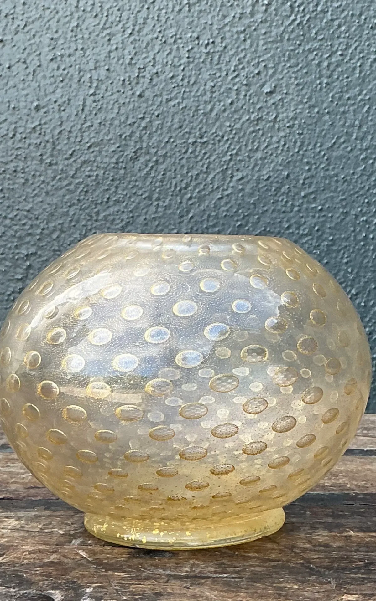 Vintage Gold Flecked Glass Bowl After Murano — additional photo 2