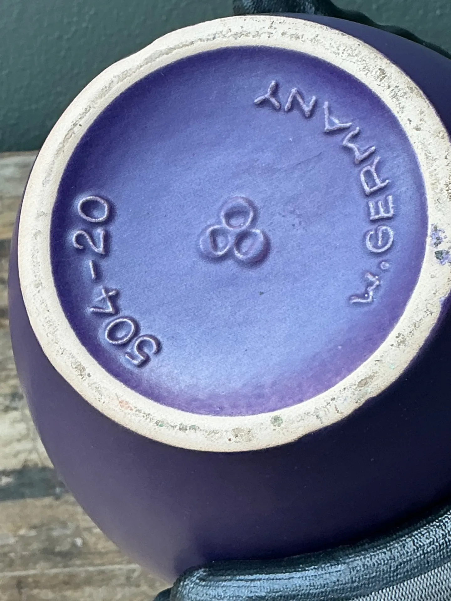 Vintage West German Handcrafted Purple Ceramic Vessel — additional photo 2