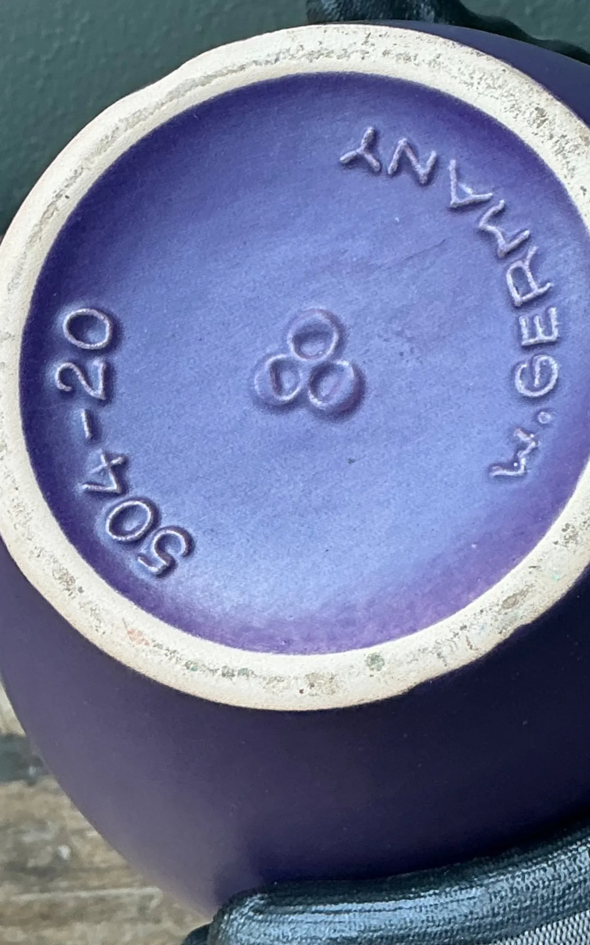 Vintage West German Handcrafted Purple Ceramic Vessel — additional photo 2