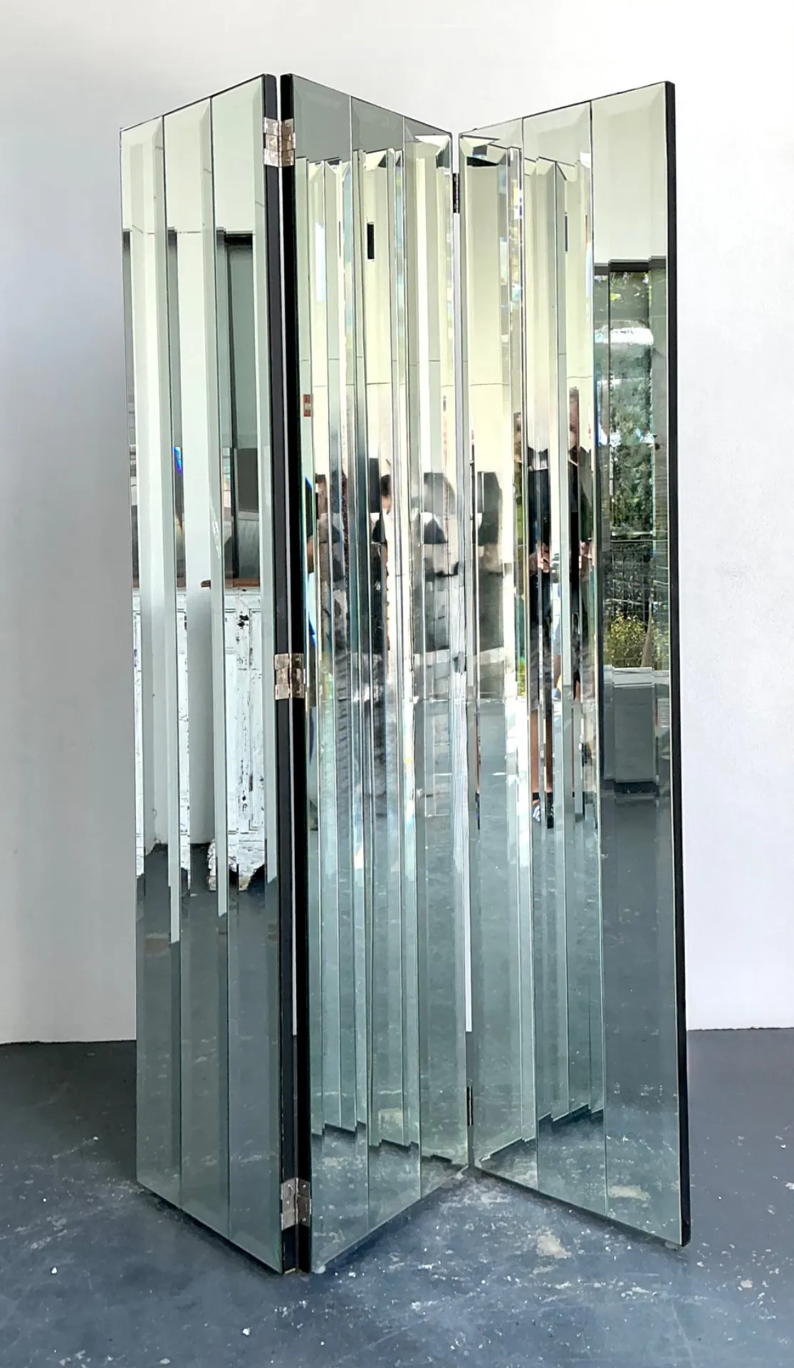 Vintage Beveled Mirrored Folding Screen — additional photo 2