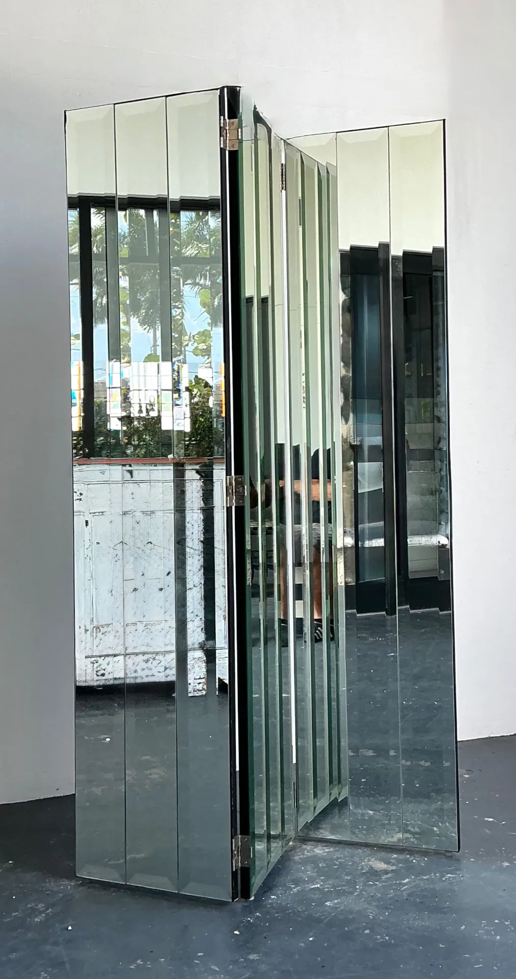 Vintage Beveled Mirrored Folding Screen — additional photo 4