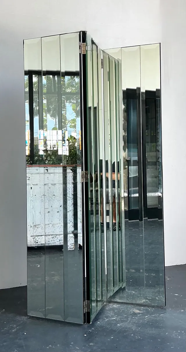Vintage Beveled Mirrored Folding Screen — additional photo 4