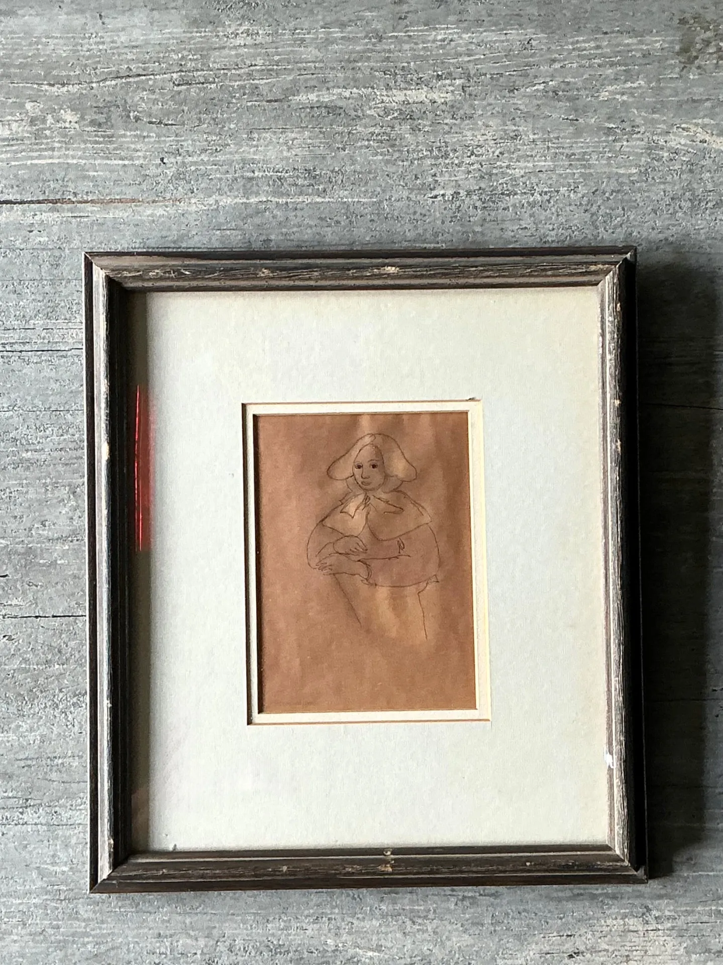 Vintage Portrait Drawing in Frame — additional photo 3
