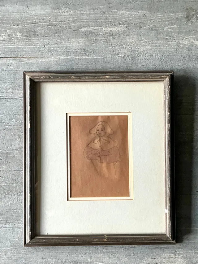 Vintage Portrait Drawing in Frame — additional photo 6