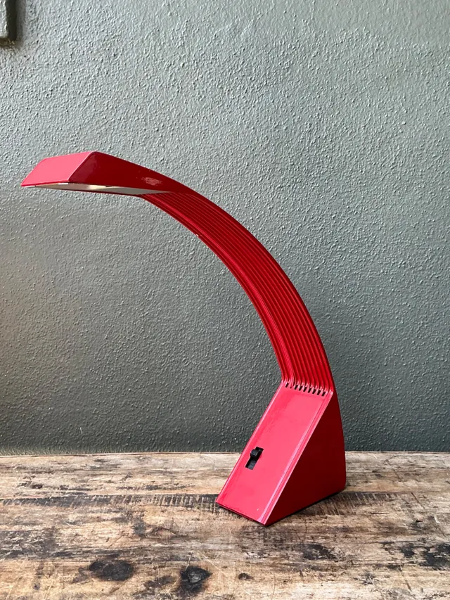 Vintage Italian Marco Zotta Red Arched Desk Lamp — additional photo 5