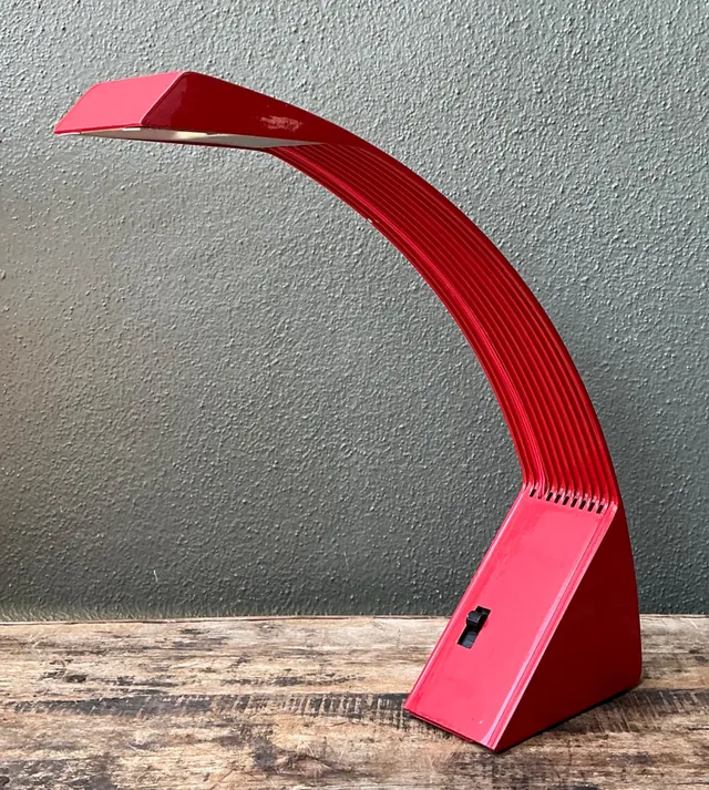 Vintage Italian Marco Zotta Red Arched Desk Lamp — additional photo 6