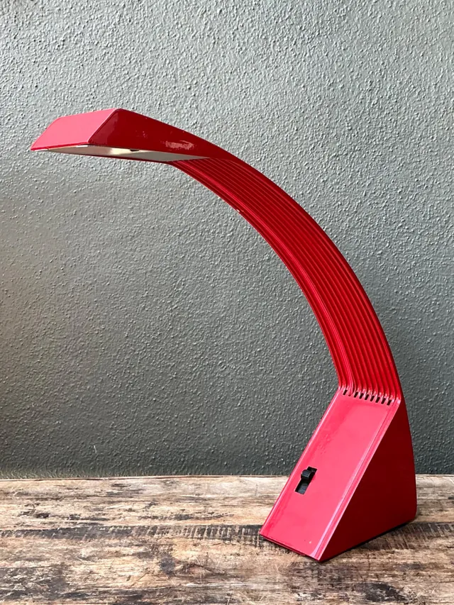 Vintage Italian Marco Zotta Red Arched Desk Lamp — additional photo 7