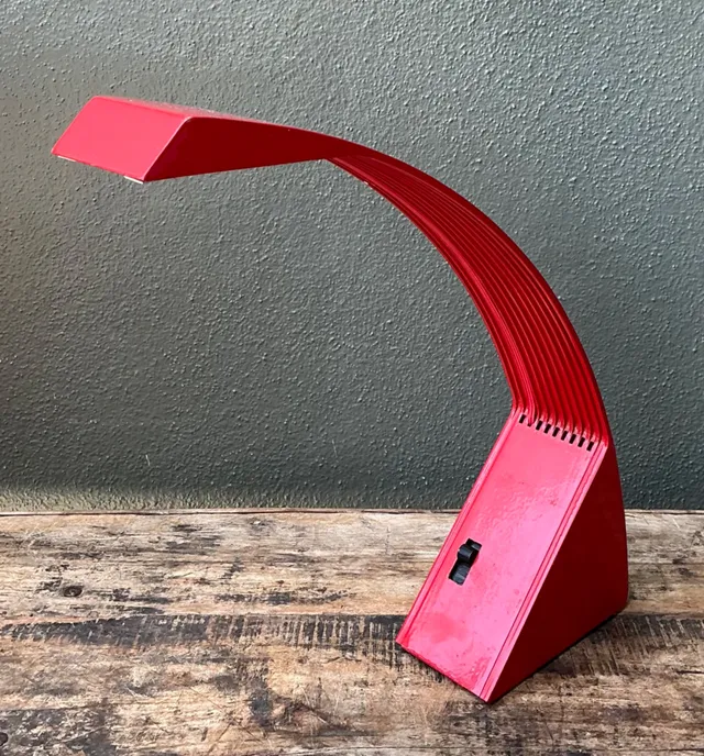 Vintage Italian Marco Zotta Red Arched Desk Lamp — additional photo 3