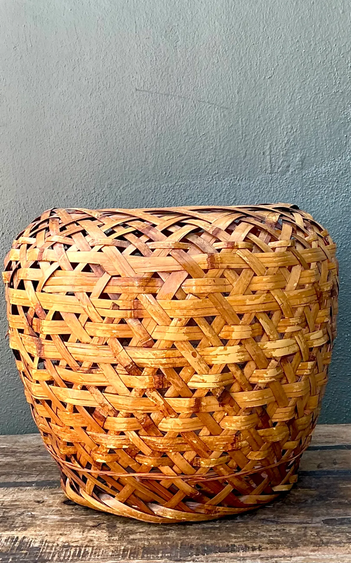 Vintage Japanese Ikebana Woven Rattan Basket — additional photo 8