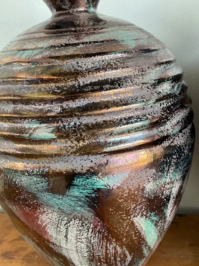 Vintage Glazed Metallic Ceramic Lamps - Set of 2 — additional photo 1