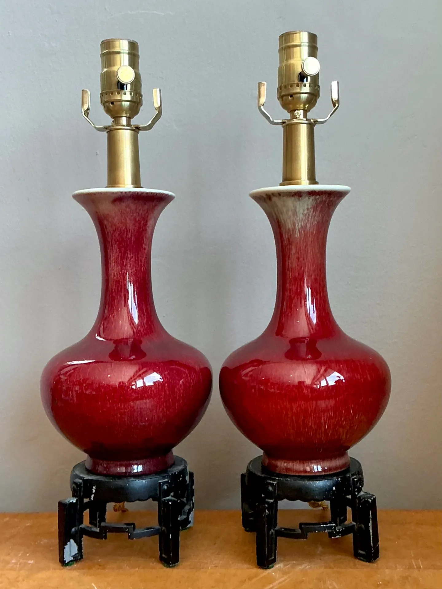 Vintage Sang de Bouf Glazed Ceramic Lamps - A Pair — additional photo 5
