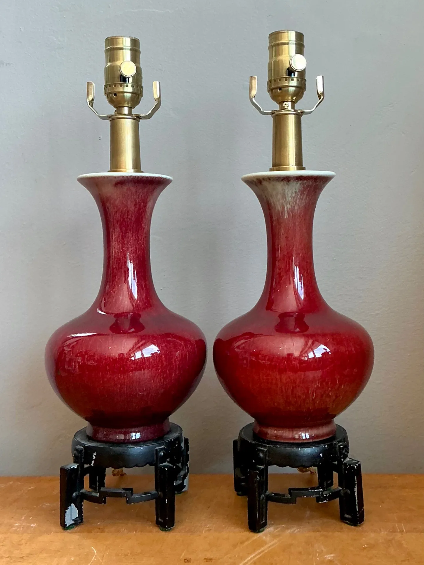 Vintage Sang de Bouf Glazed Ceramic Lamps - A Pair — additional photo 6