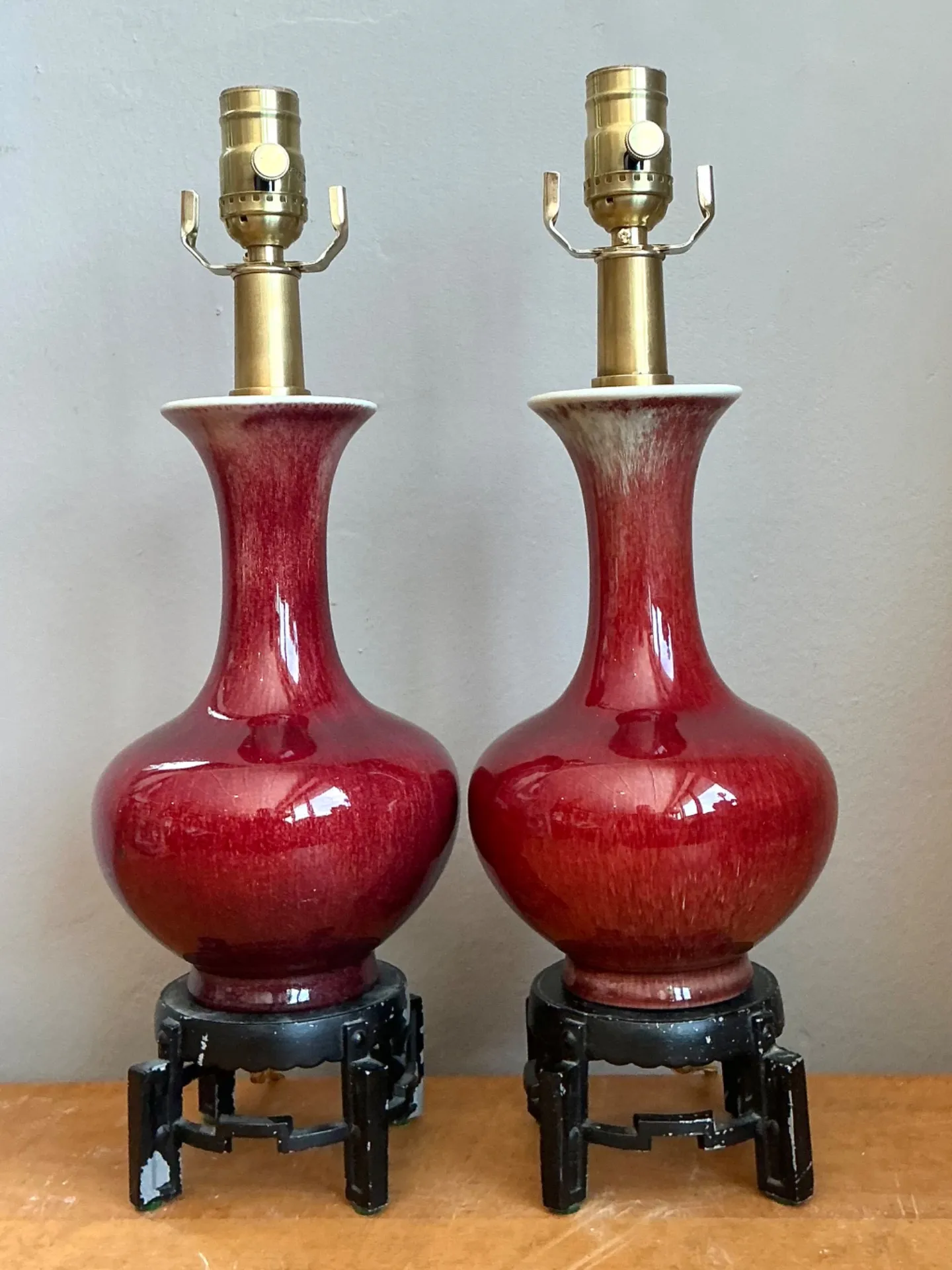 Vintage Sang de Bouf Glazed Ceramic Lamps - A Pair — additional photo 1