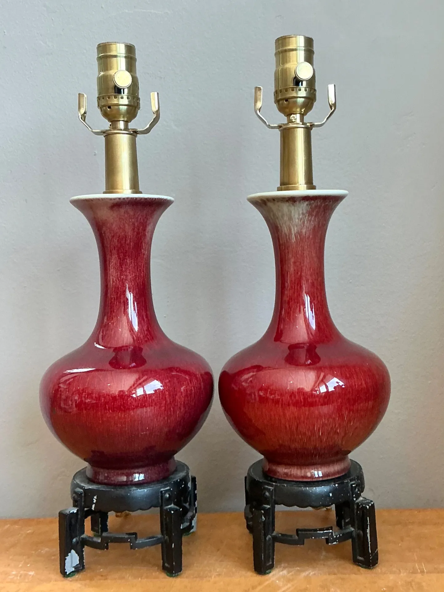 Vintage Sang de Bouf Glazed Ceramic Lamps - A Pair — additional photo 3