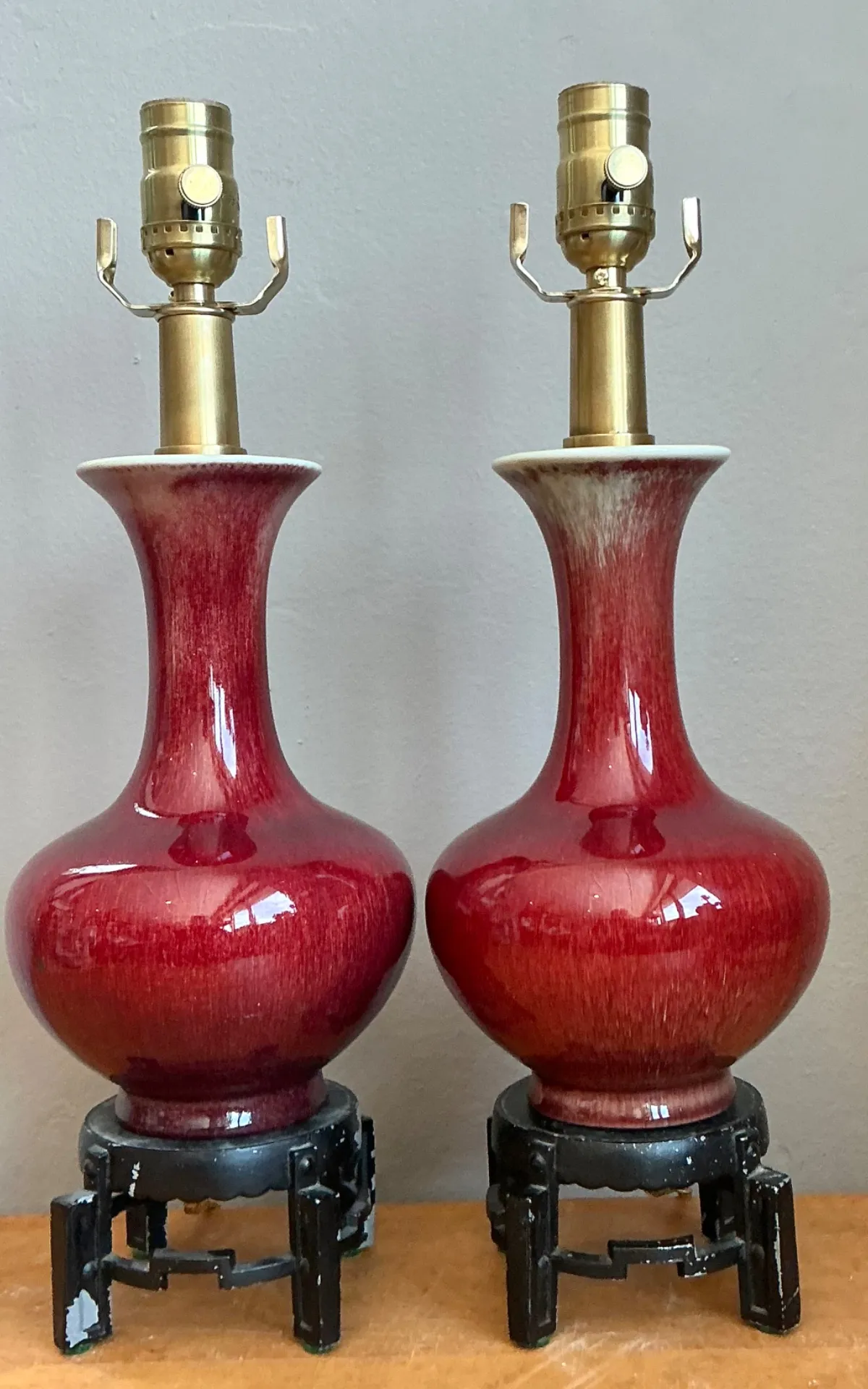 Vintage Sang de Bouf Glazed Ceramic Lamps - A Pair — additional photo 3