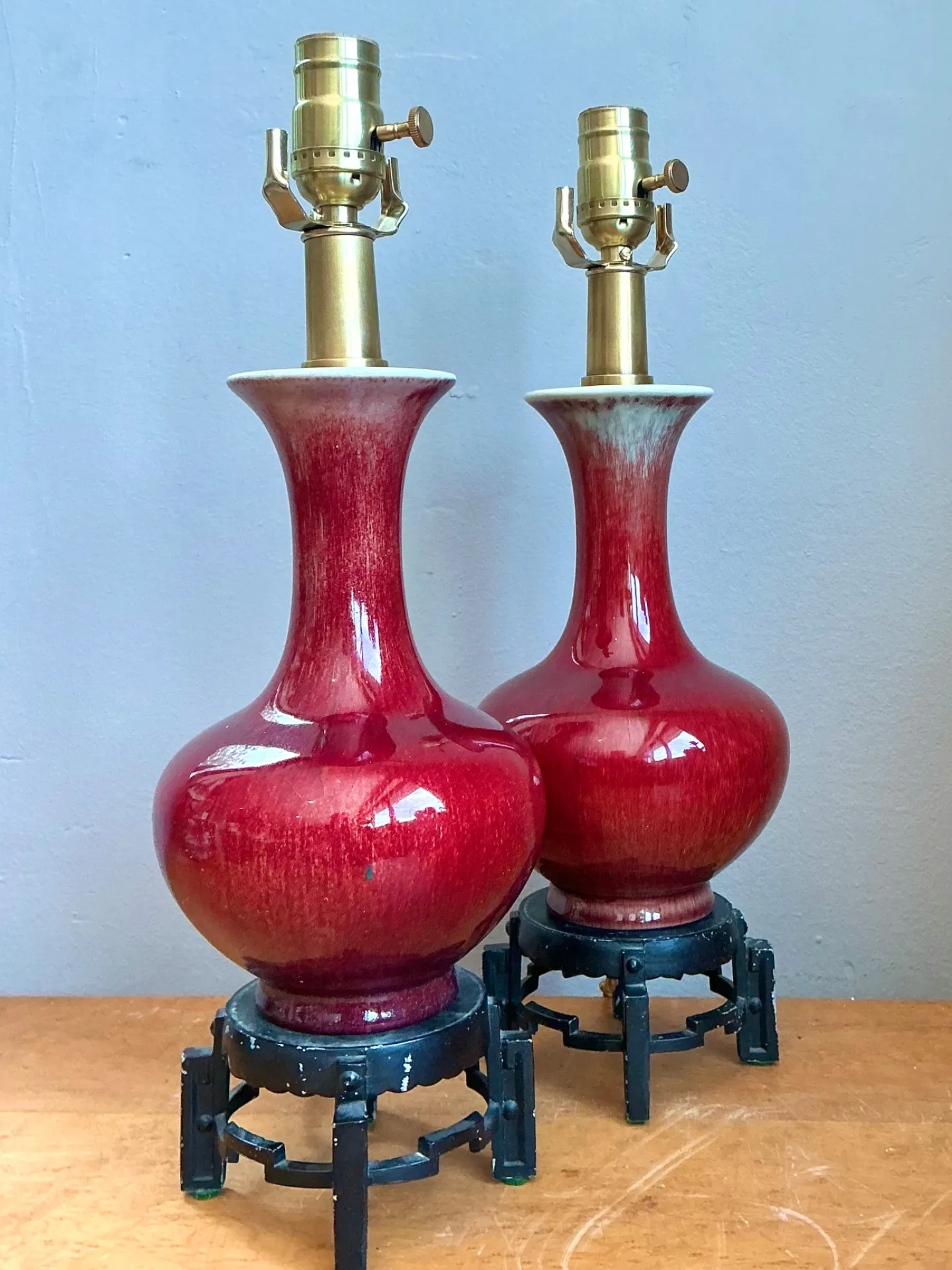 Vintage Sang de Bouf Glazed Ceramic Lamps - A Pair — additional photo 4